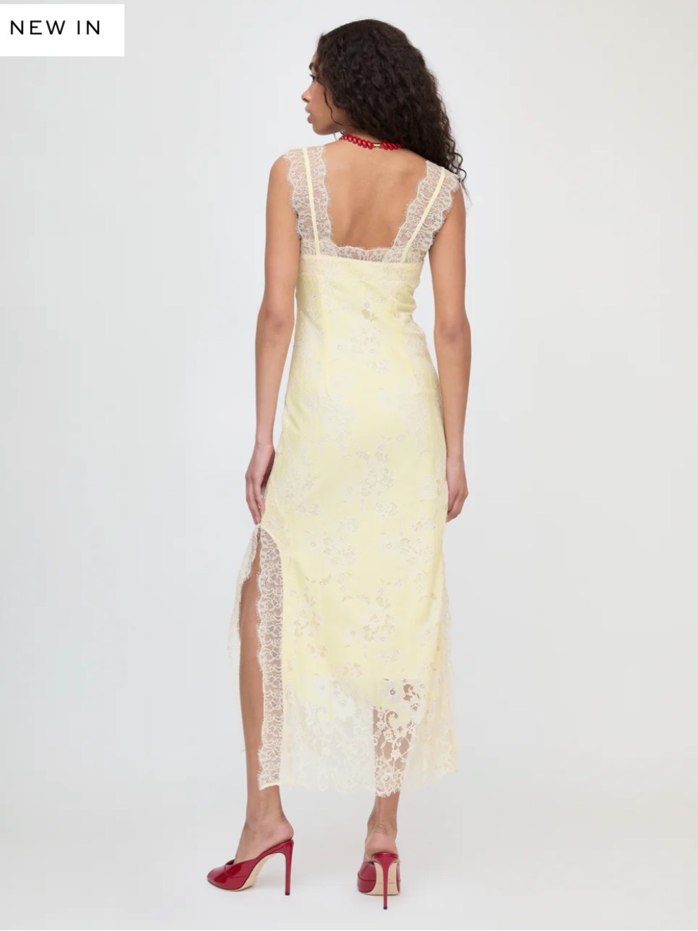 Hill House Home The Alba Dress in Yellow Trailing Lace Yellow White Size Medium - Picture 4 of 6